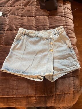 Zara Light Denim Wrap Skort Shorts